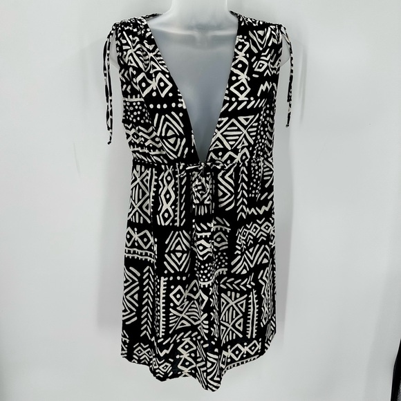 LA BLANCA by Rod Beattie Swim Cover Up Womens S Black Print Tribal Beach Dress - Picture 1 of 9